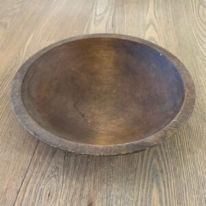 VTG Rustic Farmhouse Wooden Dough Bowl Hand Carved Kitchen Decor Serving Dish